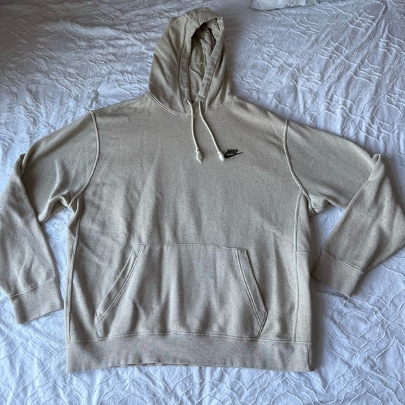 Nike Cream Sweatshirt Heathered Hoodie Lightweight - Picture 1 of 7